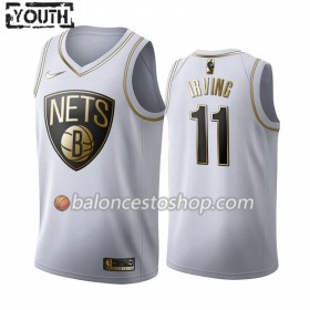 Camiseta Niños NBA Brooklyn Nets Kyrie Irving 11 2019-20 Nike Blanco Golden Edition Swingman